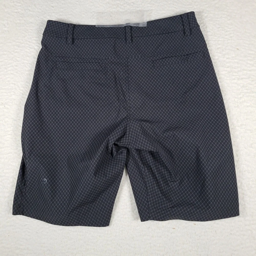 Lululemon Commission Shorts Men 34 Black Gray Diamond Grid Pattern Technical